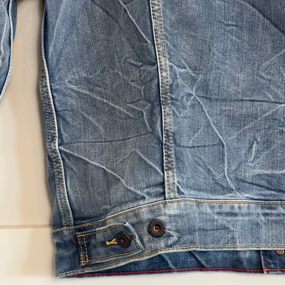 Levi Strauss Denim Trucker Jacket Distressed Button Front Men's Size Large - Picture 7 of 12